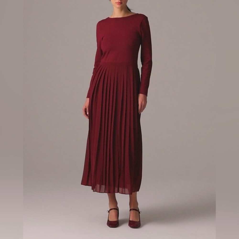 J.Crew Pleated ballet dress in stretch cotton blend Burgundy Size XXL NWT